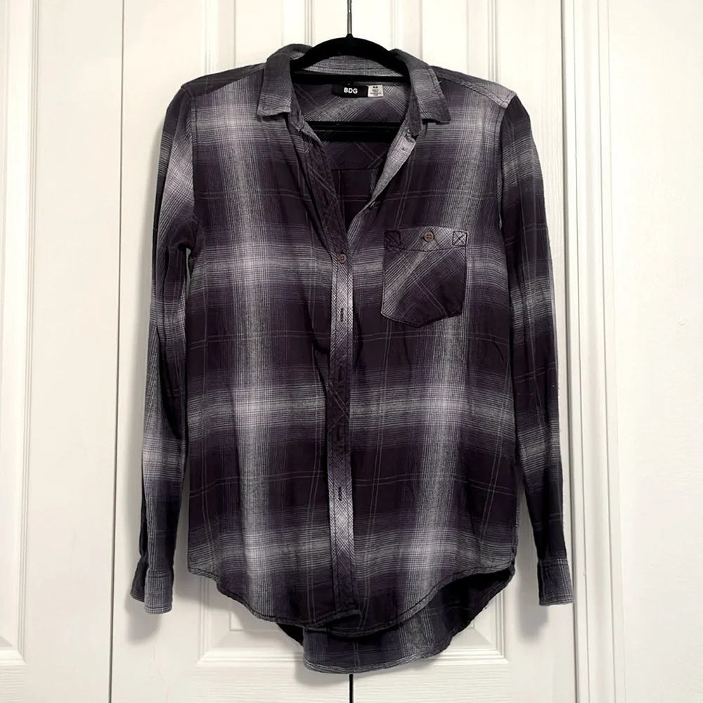 Urban Outfitters BDG Flannel in Navy Blue & White - Size: M - Picture 1 of 3